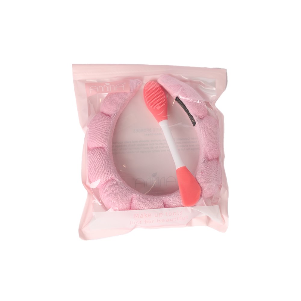 21-2 Makeup Headband & Mask Applicator Set Pink - Image 1