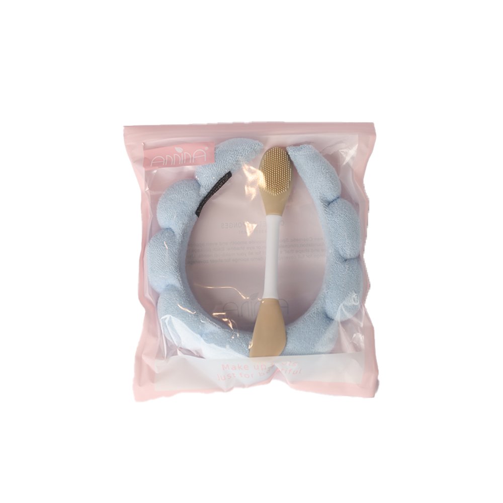 34-1 Makeup Headband & Mask Applicator Set Blue - Image 1
