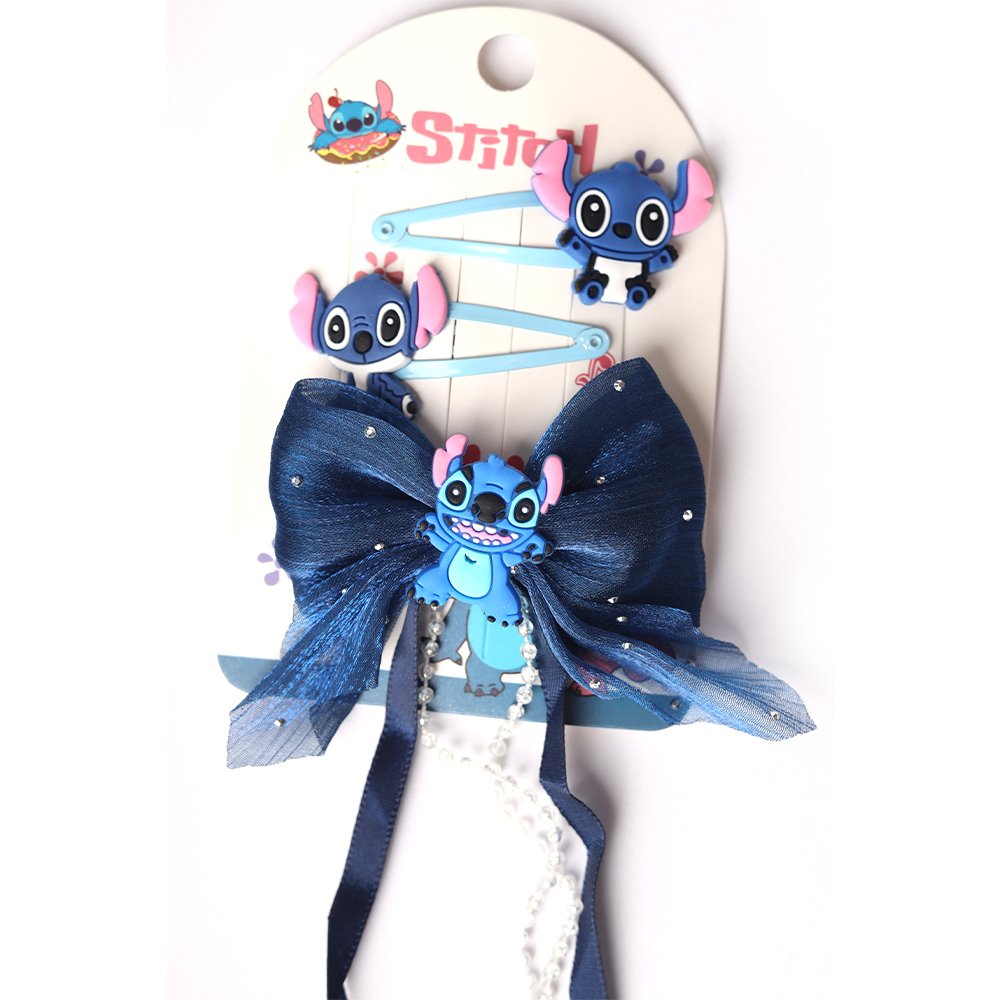 4 Stitch Hair Set – Cute Bow & Clips - Image 1