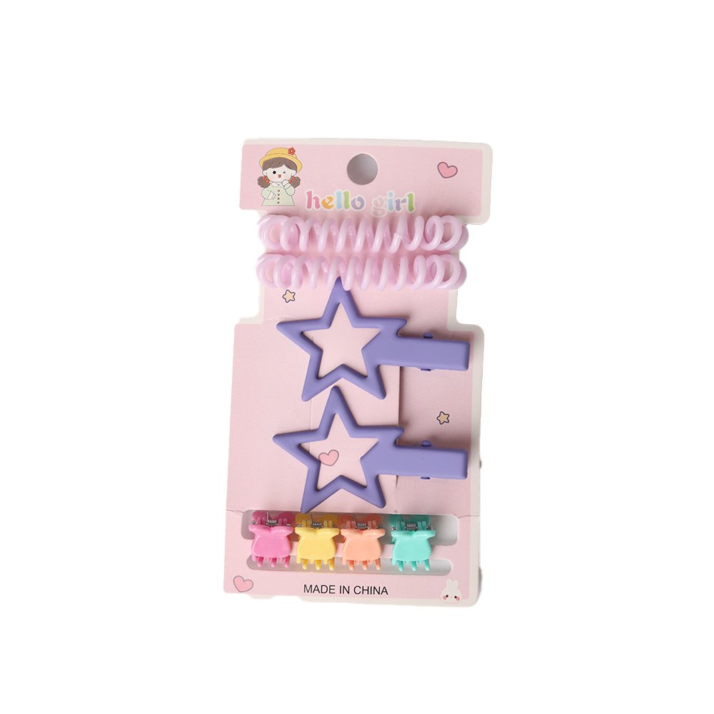 43-1 Purple Hair Accessories Set – Star & Colorful Mini Clips - Image 1