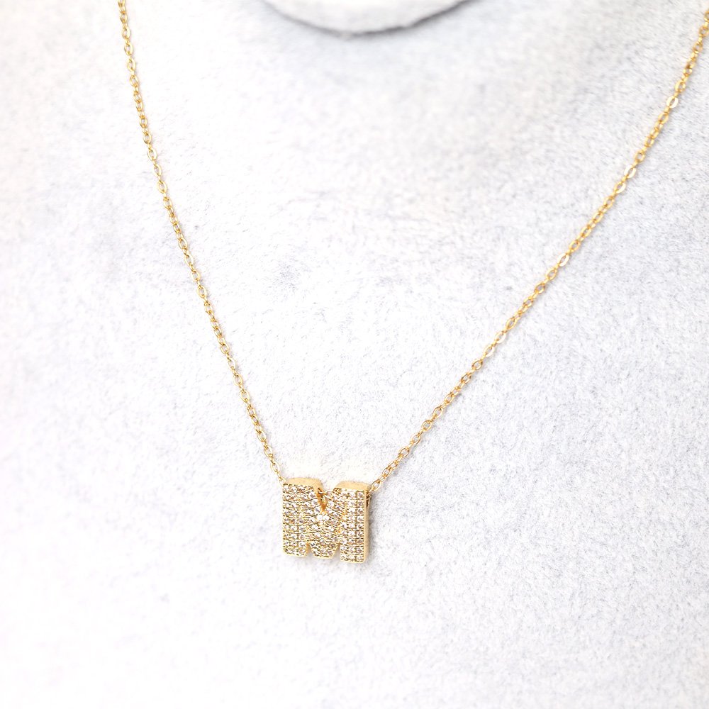 Crystal-Letter-M-Necklace-2 Crystal Letter M Necklace - Image 1