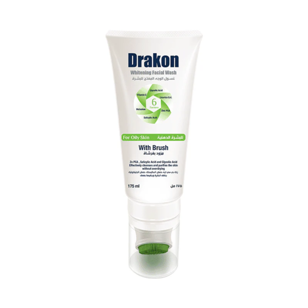 Drakon Whitening Facial Cleanser For Oily and Combined Skin With Silicone Brush 175ml