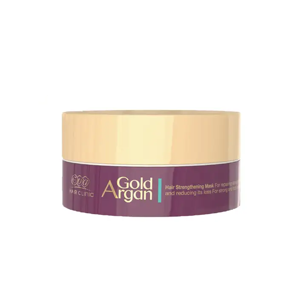EVA-HAIR-CLINIC-GOLD-ARGAN-HAIR-STRENGTHENING-MASK-WITH-GOLD-AND-ARGAN-OIL-200-GM Eva Gold Argan Hair Strengthening Mask With Gold And Argan Oil 200 Gm - Image 1
