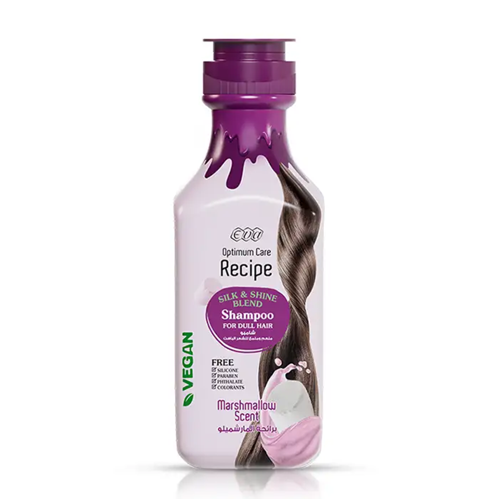 EVA-OPTIMUM-CARE-RECIPE-SILK-SHINE-BLEND-SHAMPOO-MARSHMALLOW-SCENT-350-ML-1 Eva Optimum Care Recipe Silk & Shine Blend Shampoo Marshmallow Scent 350 Ml - Image 1